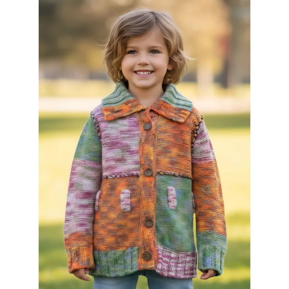 The Children's Place Girls' Multicolor Patchwork Style Knitted Cardigan